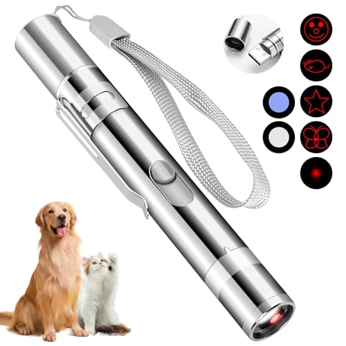 Waputne Cat Toy Pointer for Indoor Cats, USB Rechargeable Kitten Toys with 7 Adjustable Patterns, Interactive Chase Toys for Indoor Cats & Dogs, Training & Exercise Fun