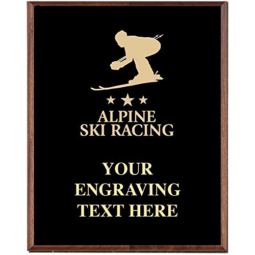 Crown Awards Alpine Ski Racing Plaques, Custom Engraved Alpine Skiing Trophy Plaque Award, Great Customizable Ski Team Gift Prime