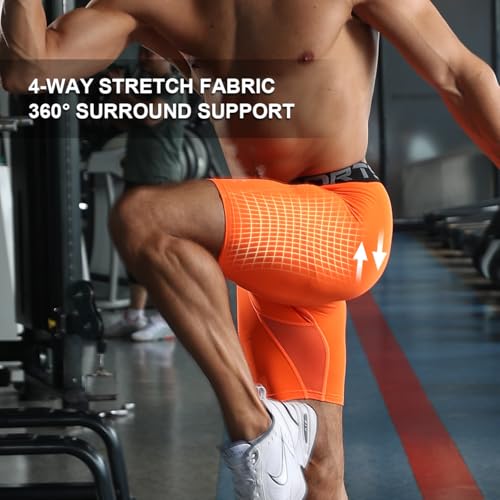 Mens Compression Shorts Gym Running Base Layer Shorts Tights Fitness Workout Yoga Shorts with Phone Pockets3