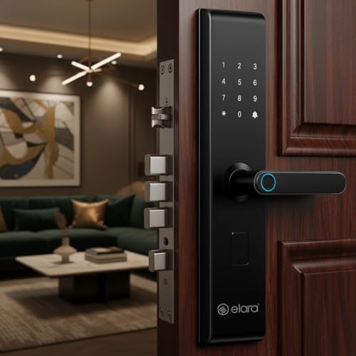 Image of Elara Echo Lite Basic Smart Door Lock - 6-in-1 Access: Fingerprint, Card, PIN, Keys & Non-WiFi, Black (2-Year Warranty) (Basic)