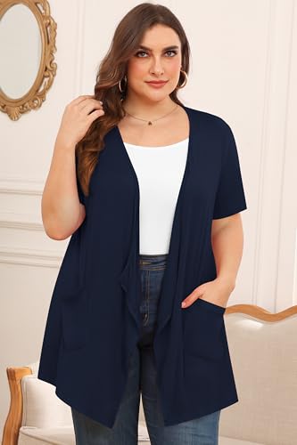 Image of TIANZHU Plus Size Cardigan for Women Lightweight Short Sleeve Summer Dressy Light Cardigan