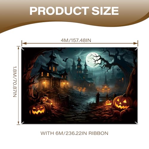 Bannière Halloween résistante aux intempéries avec œillets métalliques pour façade de maison - 3