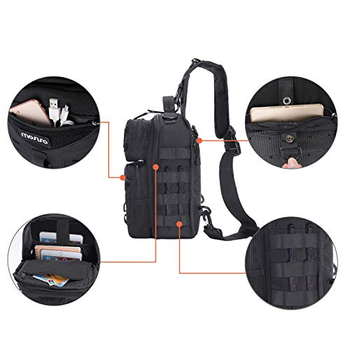 Mosiso Tactical Backpack, One Shoulder Slingbag Military Army Assault Rucksack Everyday Carrying Daypack With Usa Flag Patch For Outdoor Sports Hiking Hunting Fishing Camping Training, Black #TOP1