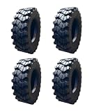 Set of 4-Heavy Duty 10-16.5 Forerunner SKS-9 Skid Steer Tires -12PLY -10X16.5 -Good Snow Traction-Self-cleaning tread (SKS753 STYLE)