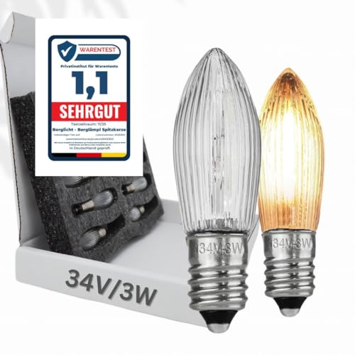 Berglicht 10x Glühbirne 'Berglämpl' E10 34V/3W Riffelkerze...
