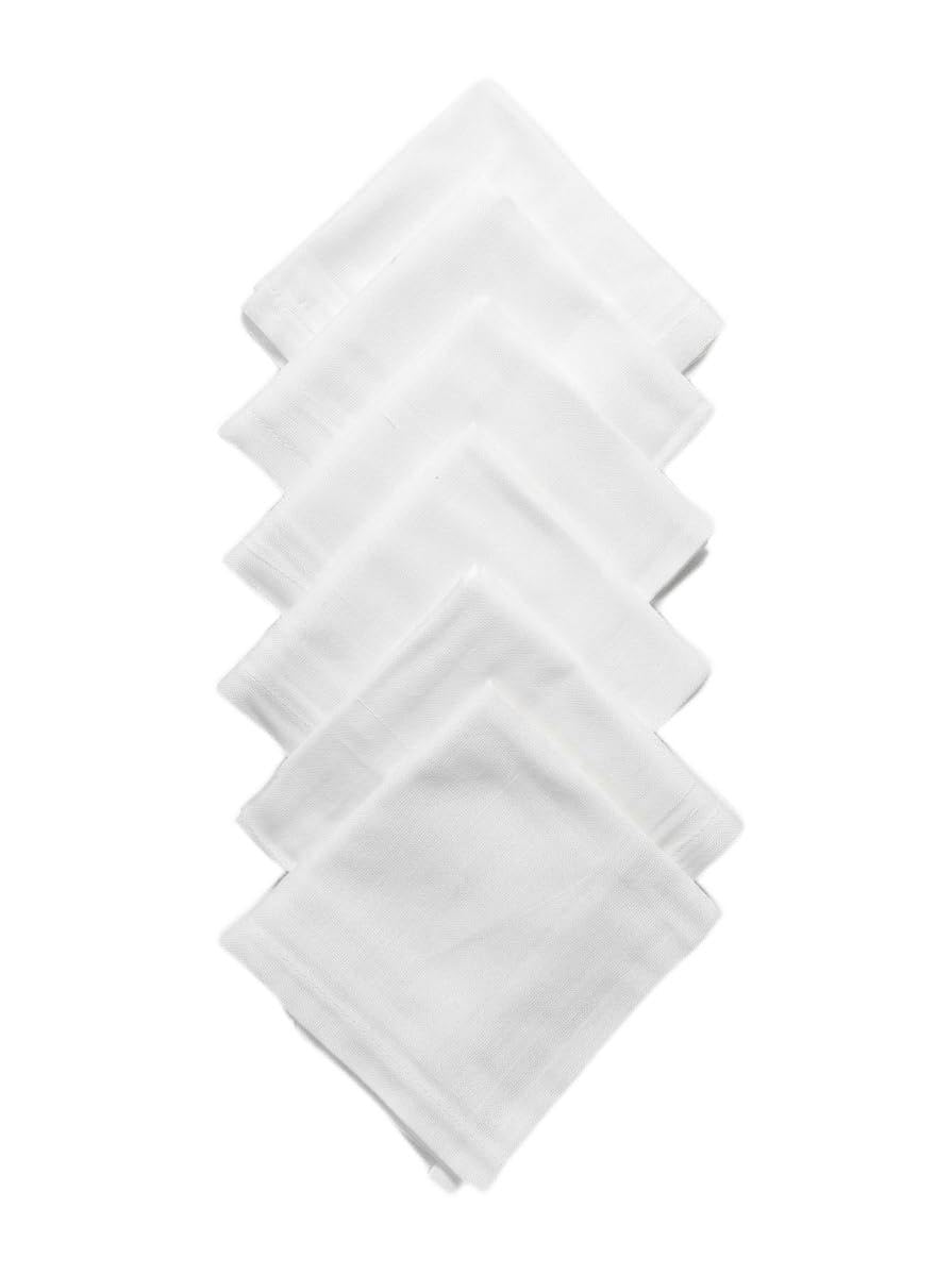 spin cart Pure Cotton White Handkerchiefs for Men & Women, Soft Absorbent Hankies Kerchief, Big Size Plain Rumal Hanky-picture-24