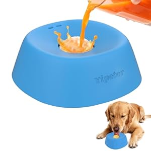 Yipetor Slow Feeder Dog Bowls for Liquid Treat, Anti-Slip【Entertained Ball-in】 Bone Broth Dog Lick Bowl, 3/4 Cup Yogurt Pup Lick Toy for Large Medium Small Breeds Dietary Supplement/Post-op Nutrition