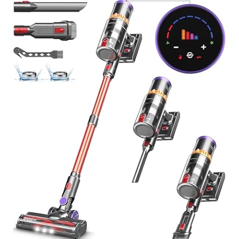 Cordless Vacuum Cleaner, 500W/40Kpa Stick Vacuum with Smart Display, Max 60Mins Runtime Vacuum Cleaner for Home, Auto Mode & Anti-Tangle, Lightweight Vacuum for Carpet Hardwood Floor Pet Hair Cover