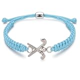 Sportybella Field Hockey Bracelet – Adjustable Light Blue Cord Field Hockey Jewelry Accessory with Stick & Ball Charm – Gifts for Players, Teams & Coaches