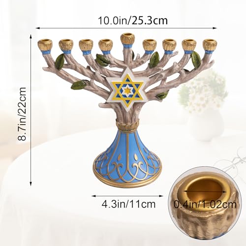 Bechivie Hanukkah Menorah 9 Branch, 10x8.7inch Chanukah Tree of Life Minorahs Decor, Manora Candle Holder Jewish Janukia Holiday Table Centerpiece Decorations Indoor for Home by Bechivie - Image 3