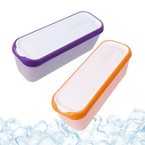 Récipients À Glace 1,5L - Lot De 2 Bac À Glace Maison, Boîtes De Conservation Pour Glace, Boîtes De Congélation Avec Couvercle, Récipients Empilables Et Réutilisables Pour Glace, Glace Aux Fruits