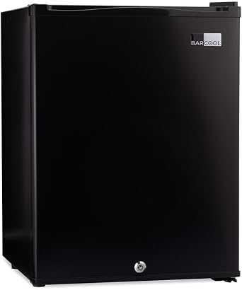 Barcool Bar40 LED - Mini Fridge Black | 40L Mini Bar | Super Quiet for Bedrooms, Hotels & Guesthouses | LED Light + Lockable | Low Energy 40L [Energy Class F]