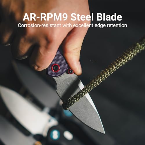 Image of CJRB Latitude Folding Pocket Knife, 3.47'' AR-RPM9 Steel Blade G10 Handle EDC Knife with Top Liner Lock for Camping Survival Hiking, Purple (J1975)