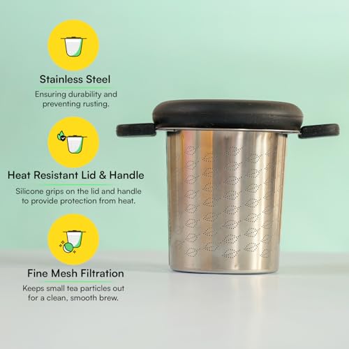 Image of Udyan Tea Perfect Tea Infuser Stainless Steel for Loose Tea | Tea Strainer with Lid & Handle | Fine Mesh Tea Filter | Tea Perfect Tea Infuser for Cup & Mug