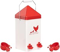 RentACoop 1 Gallon Automatic Chicken Waterer with 2 Auto-Fill Cups, Horizontal Nipples & Anti-Roost Cone for Chickens, Quails, Pigeons