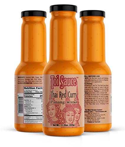 Toi Sauce Thai Red Curry Sauce, Vegan Vegetarian Gluten Free Panang Curry Sauce, Authentic Thai Spices 11.3 Oz, 3 Pack #TOP26