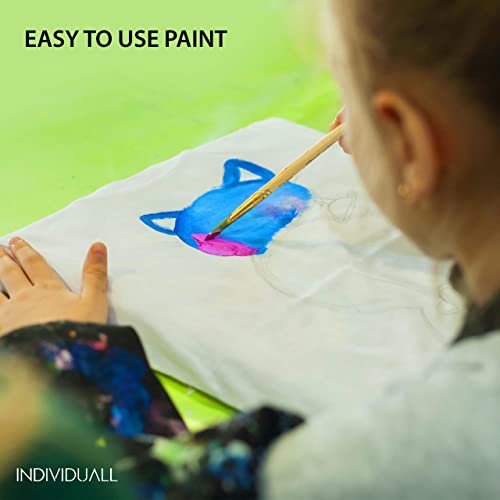 Individuall Premium Fabric & Textile Paints Professional Grade Clothing Paint Set Art And Hobby Paints Craft Paint Set With 8 X 20 Ml / 0.7 Fl Oz Vivid Colors For Beginners, Students, & Artists #TOP2