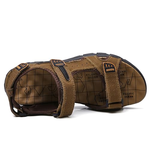 Summer Men's Sport Sandals Open Toe Leather Fisherman Outdoor Hiking Sandals Leather (Brown,10)3