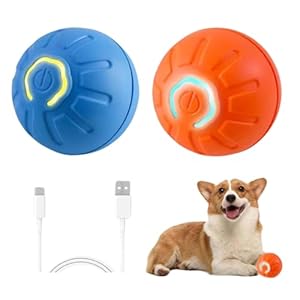 MILEDY 2PCS Shaky Ball for Dogs, Shaky Ball Toy for Dogs, Vibrating Dog Ball, Vibrating Ball for Dogs, Shaky Ball Moving Dog Toy, Automatic Moving Dog Toy Ball, Suitable for All Dogs (Orange+Blue)