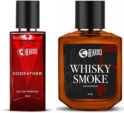 Beardo Whisky Smoke & Godfather Perfume Combo (50mlx2) Spicy, Woody - Oudh Notes & Aromatic, Spicy Notes Lasting Men's Liquid Perfume, Gift For Brother/Friends