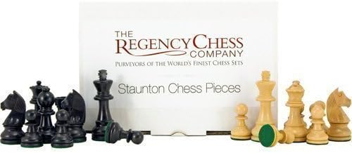 Down Head Knight Ebonised Staunton Chess Pieces 3 Inches