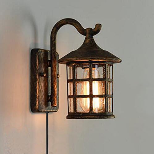Außen IP65 Wasserdicht Wandleuchten, Aluminium Aussen Wandlampe, 1,8m Kabel mit Stecker, E27, Max. 60W Wandleuchte für Garten Garage Sportplatz - BD0870