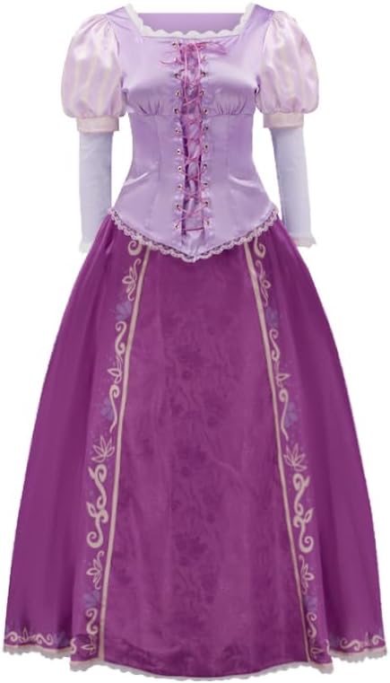 Rapunzel Dress Princess Costume for Women Purple Lepe Cosplay Tops Skirt with Braided Wig Headbands for Halloween - Image 2