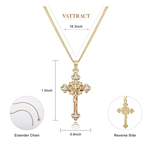 VAttract Cross Necklace for Women 18K Gold Plated Cross Pendant Choker Necklace2