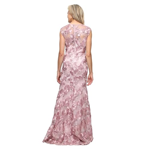 Image of Alex Evenings Womens Long Sleeveless Soutache Rosette Mother of the Bride Dress