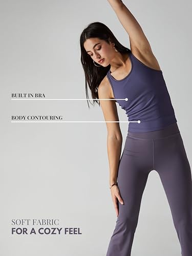 Image of CAVA Tank Us Later Women's Ribbed Tank Top | Sleeveless Activewear with Built-in Bra | Full Length, Stretchable, Moisture-Wicking