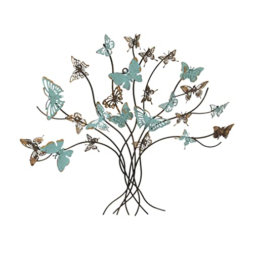 Zeckos 20 Inch Rustic Metal Butterfly Tree Hanging Wall Sculpture Home Decor Art Plaque #TOP28