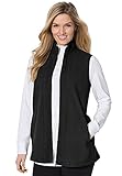 Woman Within Women's Plus Size Zip-Front Microfleece Vest - 1X, Black