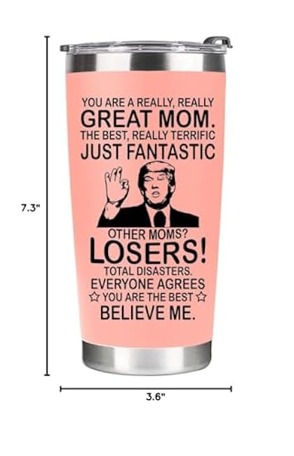 Stainless Steel Tumbler 20oz for Mom - Christmas Gift | Great Mothers Day Gift | Birthday & Xmas Present Idea | Insulated | Pink