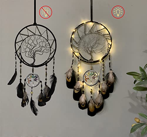 7 Chakras Dream Catchers Tree Of Life Black Dreamcatchers With Feather Bead Handmade Wall Hanging Ornaments For Bedroom Home Decor Blessing Gift Wedding Party #TOP2