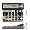 Large Mechanical Calculator,Dual Power Desk Calculator 14 Digit Big Buttons,Desktop Calculator Extra Large 5In LCD Display for Office, Home, School (Champaign Gold)
