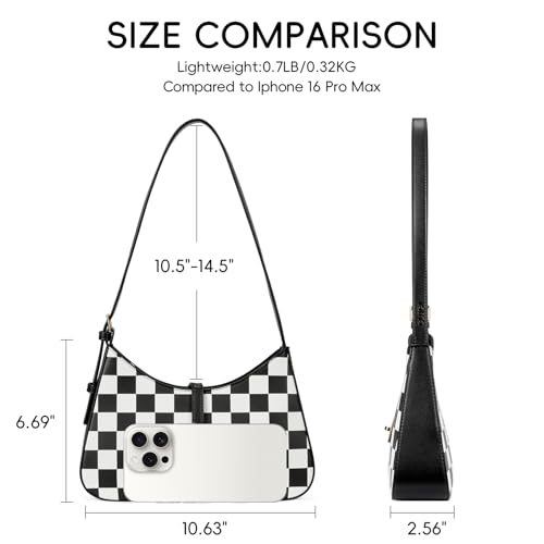 Image of CLUCI Checkered Purses for Women, Shoulder Bag, Handbag Hobo Bags Vegan Leather Crossbody Purse with Adjustable Strap