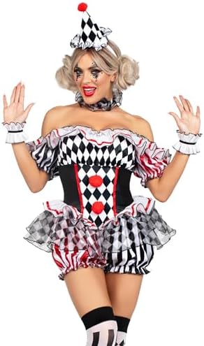 Leg Avenue Womens Darling Harlequin Sexy Clown Costume With Clown...