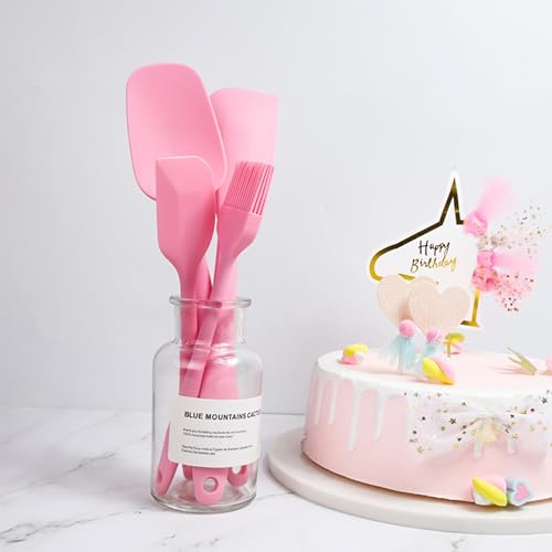 Soulnioi Silicone Spatulas Spoons Set in 6,Silicone Kitchen Utensils,Rubber Spatula Heat Resistant for Cooking,Baking and Mixing Pink - Image 4