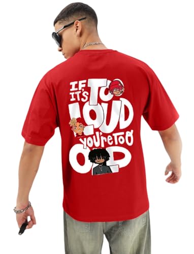 Image of Men's Printed Round Neck Oversized Longline Drop Shoulder T-Shirt | Loose Fit Drop Shoulder | Soft Breathable Summer T-Shirt Trendy Everyday Wear | Back Printed T-Shirt