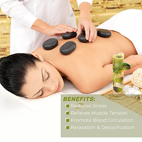 Naturenoise Massage Stone Set Of 8, Large Hot Therapeutic Black Rocks For Home & Professional Spa, Relaxing/Soothing Massage Rock For Back, Shoulder Pain Relief & More #TOP4