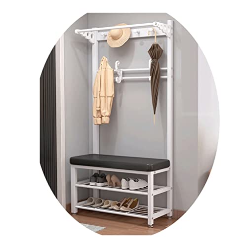 Porte-manteau d'entrée industriel avec meuble chaussures compact et vestiaire métal