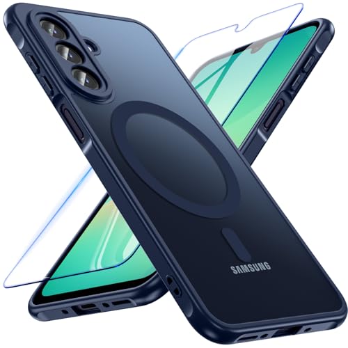 BESINPO Magnetic for Samsung Galaxy A26 Phone Case, Military Grade Shockproof Drop Protection with Tempered Glass Screen Protector Slim Bumper Cover Phone Case for Samsung A26 5G (NavyBlue)