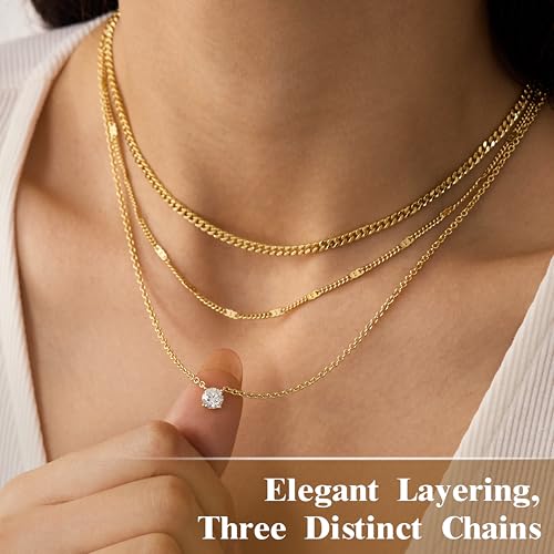 WomenGifts 14K Gold Necklace Set