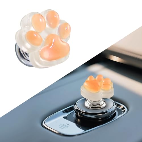 Housse de bouton poussoir patte de chat en résine, le cadeau idéal de décoration auto rose