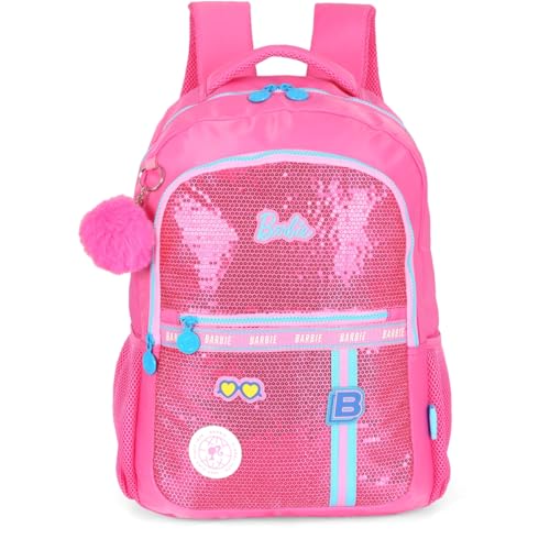 Mochila, Luxcel, Barbie, Pink, G, com Paetê