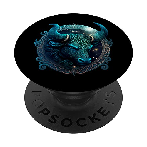 Astrology horoscope Zodiac Sign taurus PopSockets Swappable PopGrip, Black