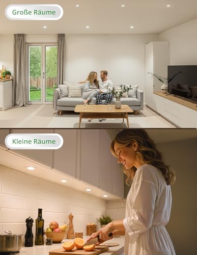 HOMEOW LED Einbaustrahler 230V Dimmbar 55mm – 68mm Lochmaß, 4W LED Spots Warmweiß Neutralweiß Kaltweiß, Einbauleuchten Deckenspots Einbau Spotlight Ultra Flach IP44 für Bad, 6er Set