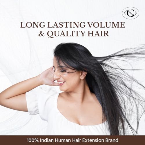 Image of Capilus 100% Indian Natural 4 Clip Ear to Ear Volumizer Clip-In Hair Extensions for Women & Girls - 18 Inches - Natural Black