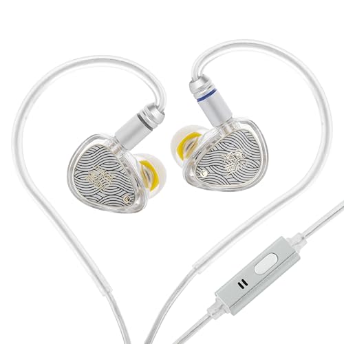 Image of Linsoul TANGZU Wan'er S.G II in Ear Monitor,HiFi Wired Earbuds,10mm Dynamic Driver PET Diaphragm Gaming IEM Earphones with 2Pin Detachable OFC Cable for Audiophile DJ Stage (Clear White, 3.5mm Mic)