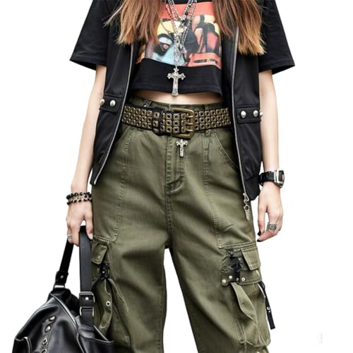 Punk Belt for Men Women Cowhide Leather Belts with 3 Grommet Retro Studded Metal Rivet Casual Belt for Rock Rap Jeans Dresses2